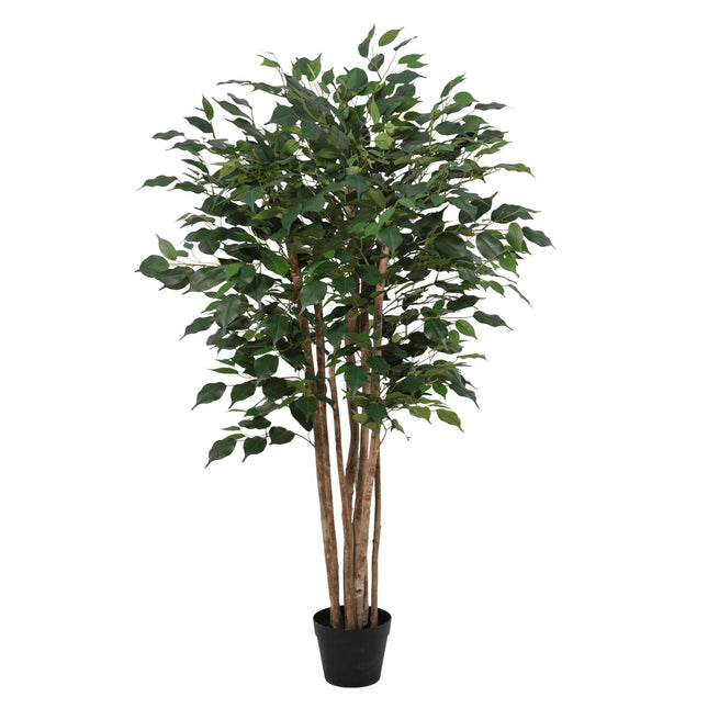 Kunstpflanze Ficus Benjamina 150cm – künstlicher Birkenfeigen – Baum im Topf – realistische Blätter & natürlicher Wuchs – pflegeleichte Grün