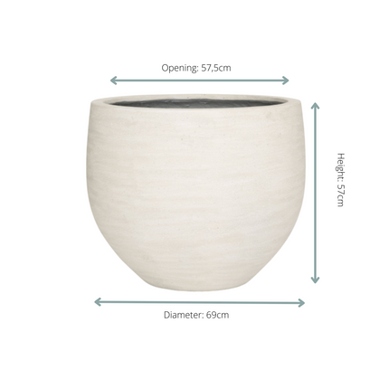 Pflanztopf Jumbo Orb Ivory Washed – D69xH57cm – Runder Design – Blumentopf in Elfenbeinoptik – Wetterfester Gartenkübel für Innen & Außen