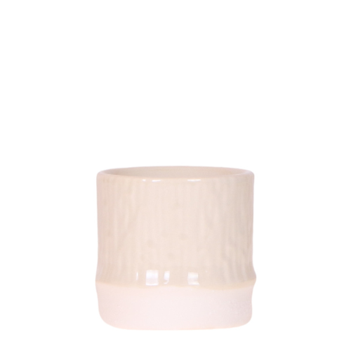 Bamboo Übertopf Travertine – Mini Blumentopf Ø6cm – Naturfarbener Pflanztopf mit Bambusstruktur – Kleiner Übertopf für Orchideen Sukkulenten & Deko