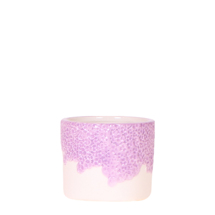 Ziertopf Bloom Lila – Dekorativer Blumentopf Ø6cm – Mini Übertopf mit Blütenstruktur – Eleganter Pflanztopf in Violett für Sukkulenten Kakteen & Deko