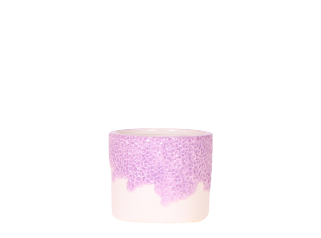 Ziertopf Bloom Lila – Dekorativer Blumentopf Ø6cm – Mini Übertopf mit Blütenstruktur – Eleganter Pflanztopf in Violett für Sukkulenten Kakteen & Deko