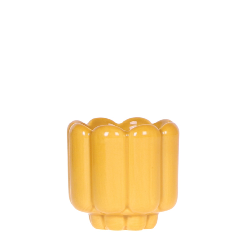 Übertopf Retro Shine gelb Ø6cm – Mini Blumentopf mit Blasenrelief – hochglänzender Retro – Übertopf im 70er – Design – Zimmerpflanzen