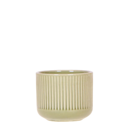 Flare Dekotopf Green – Ø6cm – Kleiner Retro – Blumentopf mit Rillenstruktur – Bold Seventies Design – Für Mini