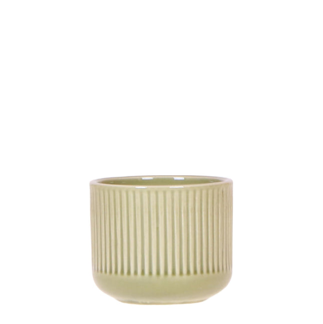 Flare Dekotopf Green – Ø6cm – Kleiner Retro – Blumentopf mit Rillenstruktur – Bold Seventies Design – Für Mini