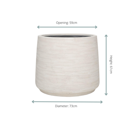 Pflanztopf Jumbo Patt Ivory Washed – D73xH61cm – Großer Design – Blumentopf in Elfenbeinoptik – Wetterfester Gartenkübel für Innen & Außen