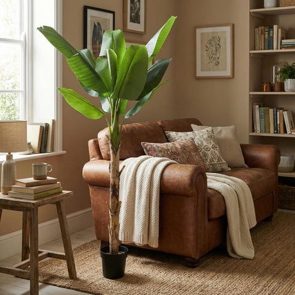 Kunstpflanze Bananenpflanze Musa190cm – künstliche Banana Plant – extra großer Kunstbaum mit realistischen XXL – Blättern – pflegeleichte Tropen