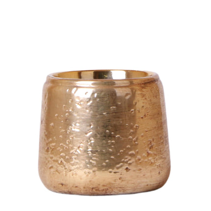 Luxuriöser Blumentopf Gold – Keramik Ziertopf Ø9cm – Glänzender Pflanzkübel für Zimmerpflanzen – Edler Deko – Übertopf in Gold