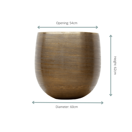 Pflanzgefäß Rowen Gold – D60xH62cm – Großer Blumentopf in Goldoptik – Pflanzkübel für Innen & Außen – Luxuriöses Pflanzgefäß für große Pflanzen