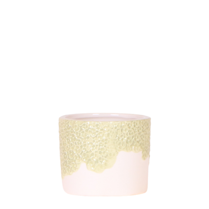 Ziertopf Bloom Green – Dekorativer Blumentopf Ø6cm – Mini Übertopf mit Blütenstruktur – Moderner Pflanztopf in Grün für Sukkulenten Kakteen & Deko