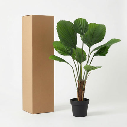 Kunstpflanze Licuala Grandis 104cm – künstliche Fächerpalme – realistische Fächerblätter & tropische Optik – pflegeleichte Grün