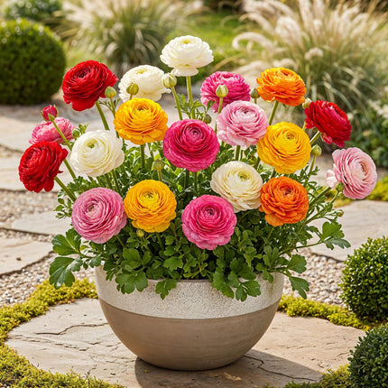 Blumenzwiebeln Ranunculus Butterblume Mix – 40 Blumenzwiebeln – Verschiedene Farben – Butterblumen für Beet, Balkon & Terrasse