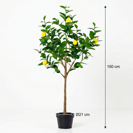 Kunstpflanze Zitronenbaum150cm – künstlicher Lemon Tree – realistische Blätter & Zitronenoptik – pflegeleichter Deko