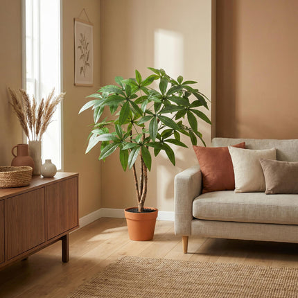 Kunstpflanze Pachira Aquatica 86cm – künstlicher Glückskastanien – Baum im Topf