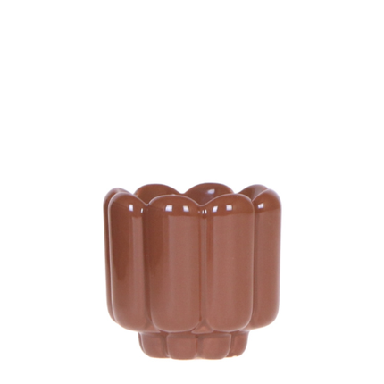 Übertopf Retro Shine braun Ø6cm – Mini Blumentopf mit Blasenrelief – hochglänzender Retro – Übertopf im 70er – Design – Zimmerpflanzen