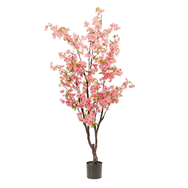 Kunstpflanze Kirschblüte Prunus – Rosa – 175cm – Täuschend echte Kunst-Kirschblüte – Deko-Pflanze für Wohnzimmer, Büro & Eingangsbereich – Ganzjährig blühend
