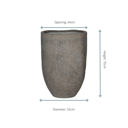 Pflanztopf Mountain Hayes L Dioriet Grey – D52xH75cm – Hoher Blumentopf in edler Steinoptik – , wetterfester Pflanzkübel aus robustem Kunststoff