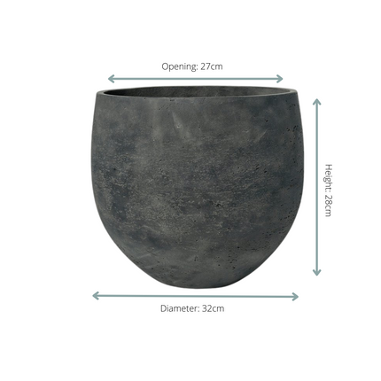 Pflanzgefäß Orb Black Washed – D32xH28cm – Blumentopf in schwarzer Steinoptik – Stilvoller Pflanzkübel für Innen & Außen