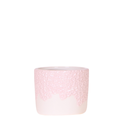 Ziergefäß Bloom Pink – Dekorativer Blumentopf Ø6cm – Romantischer Mini Pflanztopf mit Blütenstruktur – Design Übertopf für Sukkulenten Kakteen & Deko