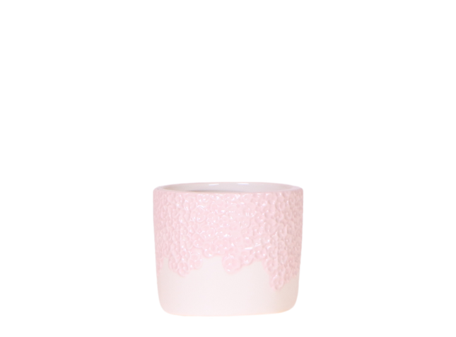 Ziergefäß Bloom Pink – Dekorativer Blumentopf Ø6cm – Romantischer Mini Pflanztopf mit Blütenstruktur – Design Übertopf für Sukkulenten Kakteen & Deko
