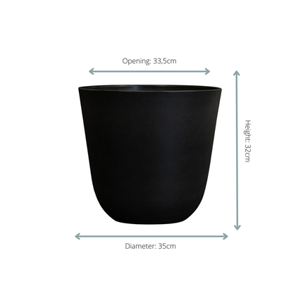 Pflanztopf Palermo Schwarz – D35xH32cm – Moderner Blumentopf in edler Betonoptik – Hochwertiger, wetterfester Pflanzkübel aus robustem Kunststoff – Für Innen- & geschützte Außenbereiche