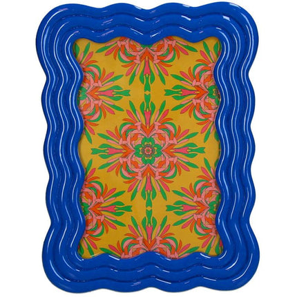 Fotorahmen Gebogenes Polyresin Blau – , geschwungener Bilderrahmen – Stilvolle Dekoration für Sideboard, Nachttisch & Regal