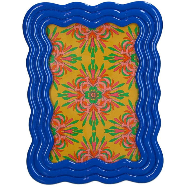 Fotorahmen Gebogenes Polyresin Blau – , geschwungener Bilderrahmen – Stilvolle Dekoration für Sideboard, Nachttisch & Regal
