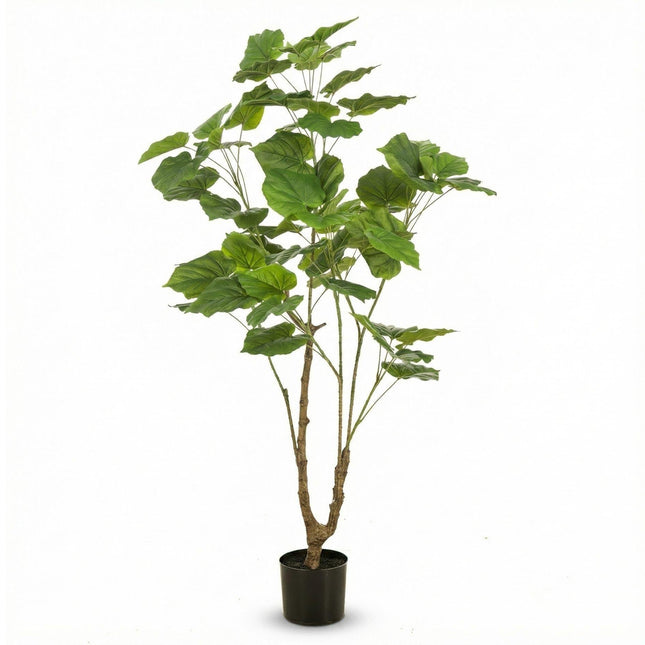 Ficus Schirmbaum Kunstpflanze 125cm – Große künstliche Zimmerpflanze mit Stamm – Realistische Deko Pflanze für Wohnzimmer Büro & Restaurant