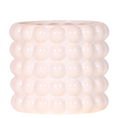 Poppy Ziertopf White – Blumentopf Ø12cm – Weißer Übertopf mit 3D Blasendesign – Moderner Pflanztopf glänzend für Zimmerpflanzen Kräuter & Deko