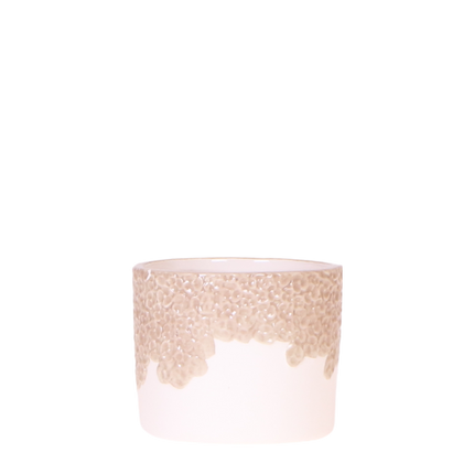 Ziertopf Bloom Sand – Dekorativer Blumentopf Ø6cm – Natürlicher Mini Übertopf mit Blütenstruktur – Design Pflanztopf für Sukkulenten Kakteen & Deko