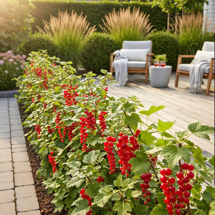 Rote Johannisbeere Ribes rubrum Jonkheer van Tets winterhart 3 Pflanzen Ø9cm Höhe30cm – Ertragreiche Johannisbeerpflanze für Garten Balkon & Terrasse