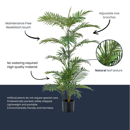 Palm Phoenix Kunstpflanze – ca.120cm – Realistische künstliche Palme – Pflegefreie Dekopflanze für Wohnzimmer Büro Gastronomie & Empfangsbereiche