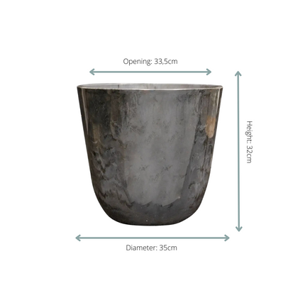 Pflanztopf Palermo Marble – Grau – D35xH32cm – Großer Blumentopf in Marmoroptik – Moderner Pflanzkübel für Innen & Außen – Stilvoller Dekotopf für große Pflanzen & Palmen