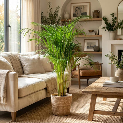 Goldpalme Dypsis Lutescens Areca Zimmerpflanze 90-100cm Ø21cm Pflegeleichte Grünpflanze für Wohnzimmer Büro & Wintergarten