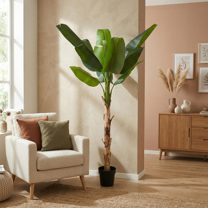 Kunstpflanze Bananenpflanze Musa190cm – künstliche Banana Plant – extra großer Kunstbaum mit realistischen XXL – Blättern – pflegeleichte Tropen