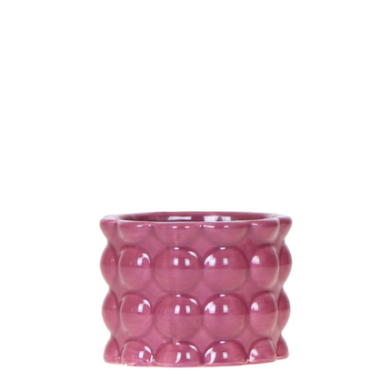 Übertopf Cotton Shine lila Ø6cm – Mini Blumentopf mit Blasenrelief – hochglänzender Retro – Übertopf im 70er – Design – Zimmerpflanzen