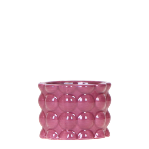Übertopf Cotton Shine lila Ø6cm – Mini Blumentopf mit Blasenrelief – hochglänzender Retro – Übertopf im 70er – Design – Zimmerpflanzen