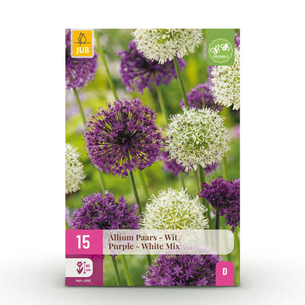 Blumenzwiebeln Allium Purple White Mix – 15 Stück – Lila & weiße Zierlauch-Blüten – Für Beet, Balkon & Terrasse – Pflegeleicht