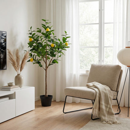 Kunstpflanze Zitronenbaum150cm – künstlicher Lemon Tree – realistische Blätter & Zitronenoptik – pflegeleichter Deko