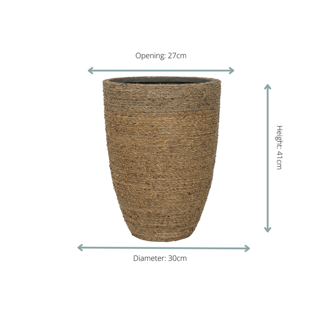 Pflanzgefäß Ben Straw Grass – D30xH41cm – Blumentopf in Naturgras – Optik – Stilvoller Pflanzkübel für Innen & Außen