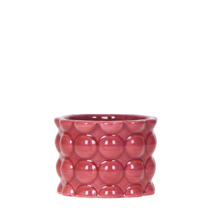 Übertopf Cotton Shine rot Ø6cm – Mini Blumentopf mit Reliefmuster – hochglänzender Retro – Übertopf im 70er – Design – Zimmerpflanzen