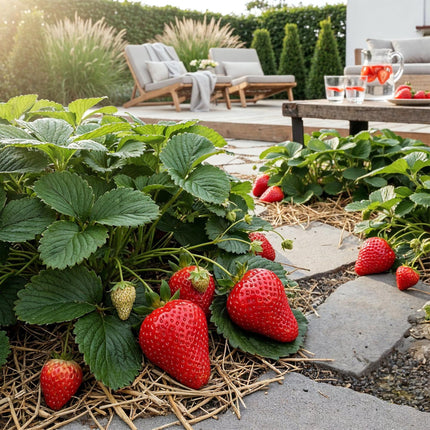 Erdbeere Fragaria Maxim winterhart 3 Pflanzen Ø9cm Höhe30cm – Rote Erdbeere für Beet Balkon & Topf – Pflegeleichte Obstpflanze mit süßem Aroma