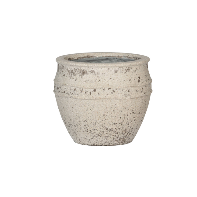 Pflanztopf Athena M Chalk White – D41xH33cm – Blumentopf in eleganter Kreideoptik – , wetterfester Pflanzkübel aus robustem Kunststoff – Für Innen