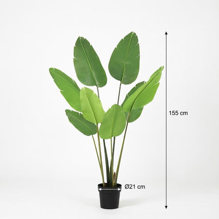 Strelitzia Nicolai Kunstpflanze 155cm – Paradiesvogelblume Deko Pflanze – Pflegefreie Zimmerpflanze für Wohnzimmer Büro & Empfangsbereich