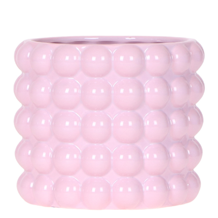 Poppy Ziertopf Pink – Blumentopf Ø12cm – Rosa Übertopf mit 3D Blasendesign – Moderner Pflanztopf glänzend für Zimmerpflanzen Kräuter & Deko