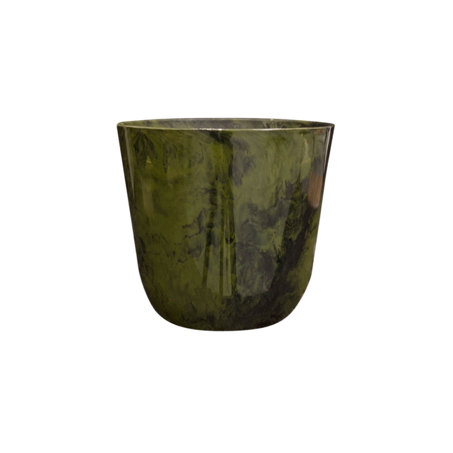 Pflanztopf Palermo Marble Grün – D35xH32cm – Stilvoller Blumentopf in Marmoroptik – , wetterfester Pflanzkübel aus robustem Kunststoff