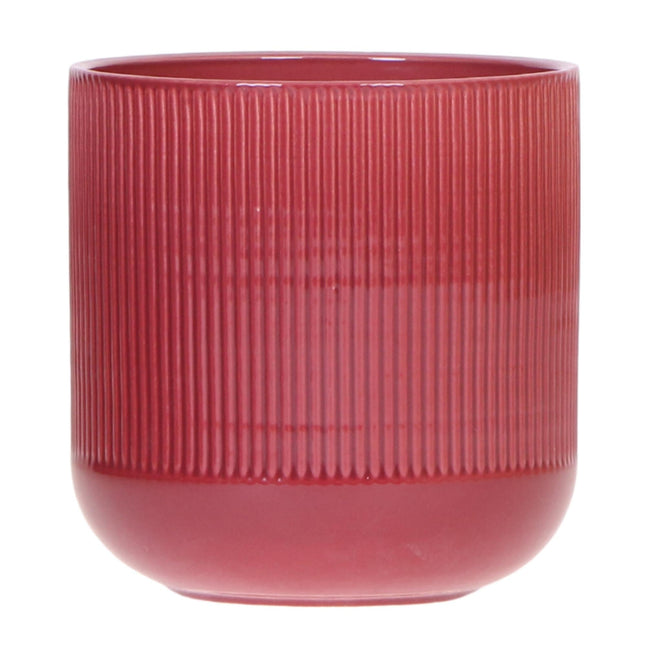 Flare Dekotopf Red – Ø12cm – Stilvoller Blumentopf mit markantem Rillenmuster – Retro – inspiriertes Design der Bold Seventies Kollektion