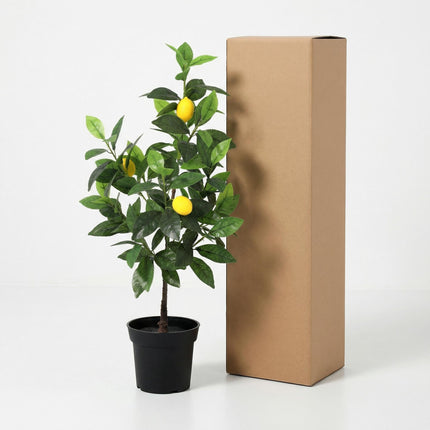 Kunstpflanze Zitronenbaum 65cm – künstlicher Lemon Tree – realistische Blätter & Zitronenoptik