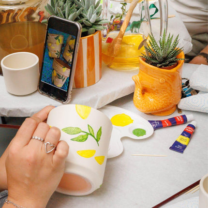 Malset Blumentöpfe bemalen – DIY Set für 4 Personen – inkl. 8 Blumentöpfe, 8 Sukkulenten, 24 Farben & Pinsel – Kreativ-Set von Kolibri Creatives – Perfekt für Kinder, Mädelsabende & Partys