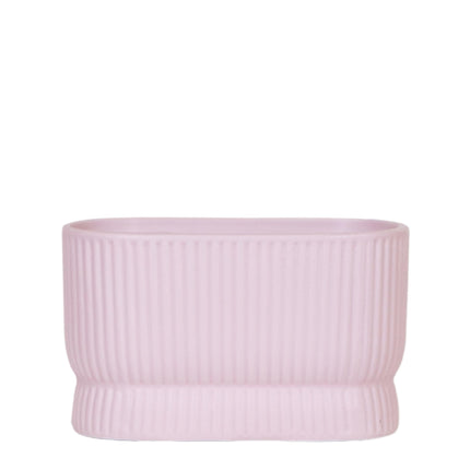 Ziertopf Diabolo Twin – Pink – Ovaler Keramik Übertopf mit feiner Rillenstruktur – Für zwei Pflanzen Ø9cm – Doppeltopf für Orchideen & Grünpflanzen
