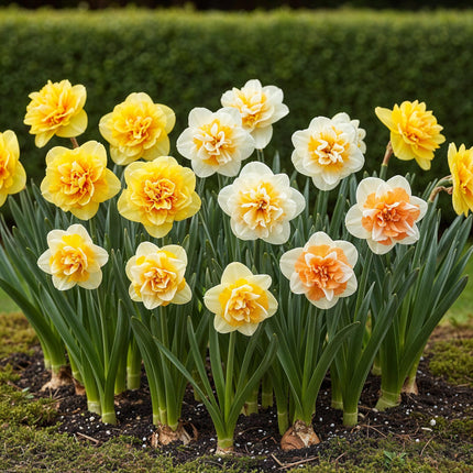 Blumenzwiebeln Narcissus Double Mix – Gelb & Weiß – 10 Stück – Zwiebelgröße 12/14 – Gefüllte Narzissen für Garten, Balkon & Terrasse – Frühjahrsblüher